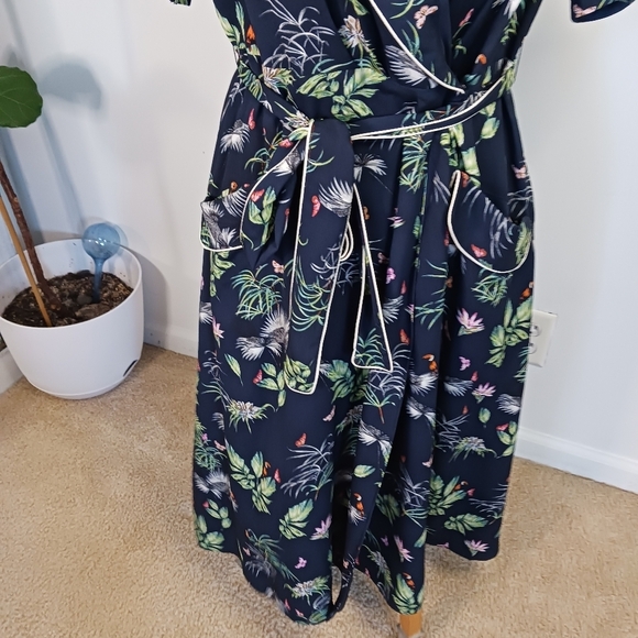 Size Small Rachel Roy Forest Wrap Dress Floral Botanical Blue Green Botanical - Picture 5 of 13